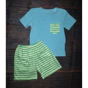 Boutique Boys Short Sleeve Shirt Striped Shorts Outfit Set